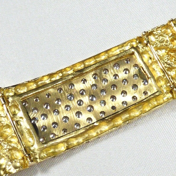 Genuine 14K solid Yellow Gold 50 Diamonds Pave bar link Bracelet 7.25" 65.7g - Picture 7 of 11